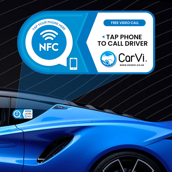 CarVI NFC car window sticker - private security and safety alerts